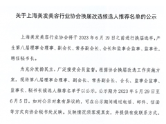关于第八届上海美发美容行业协会换届改选候选人名单的公示